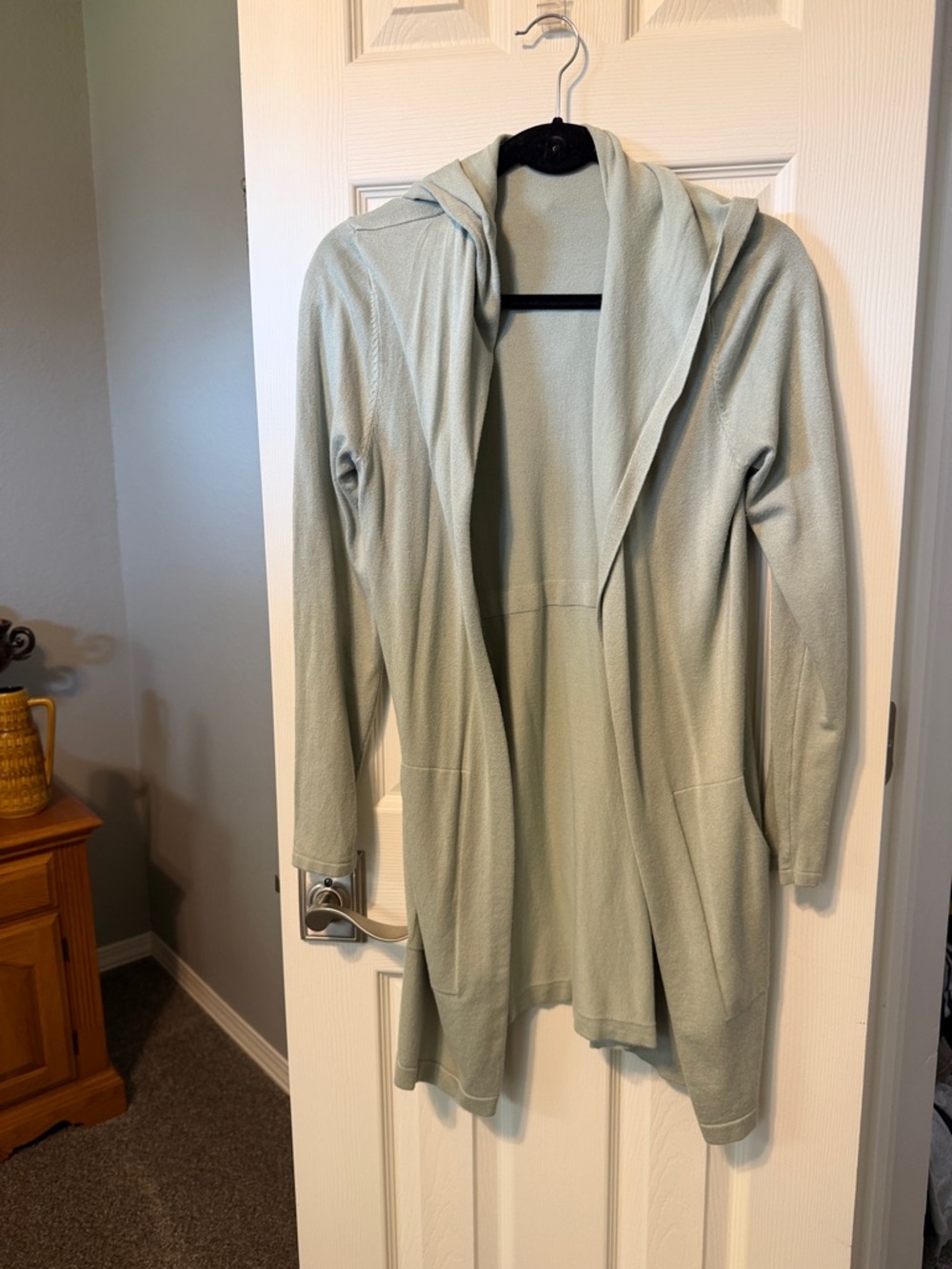 Cyrus Sage Green Hooded Open Cardigan